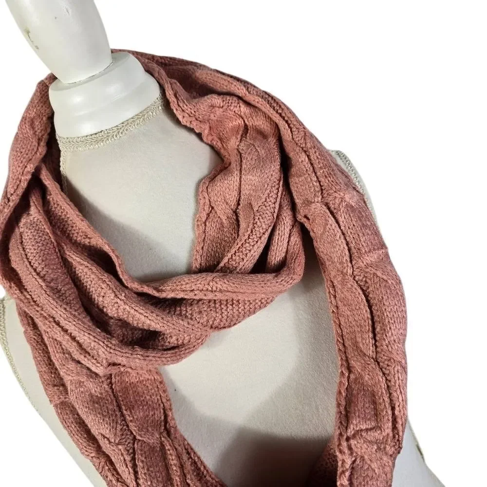 Elegant Dusty Rose Knit Infinity Scarf